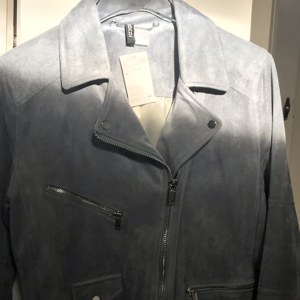 Baby Blue Faux Suede Biker Jacket